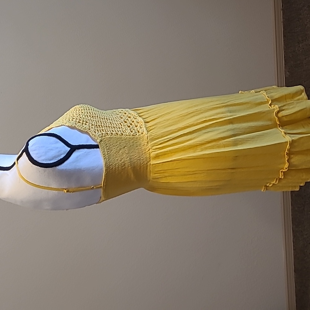 Sundress L Halter Dress Yellow Spaghetti Strap - Picture 3 of 5